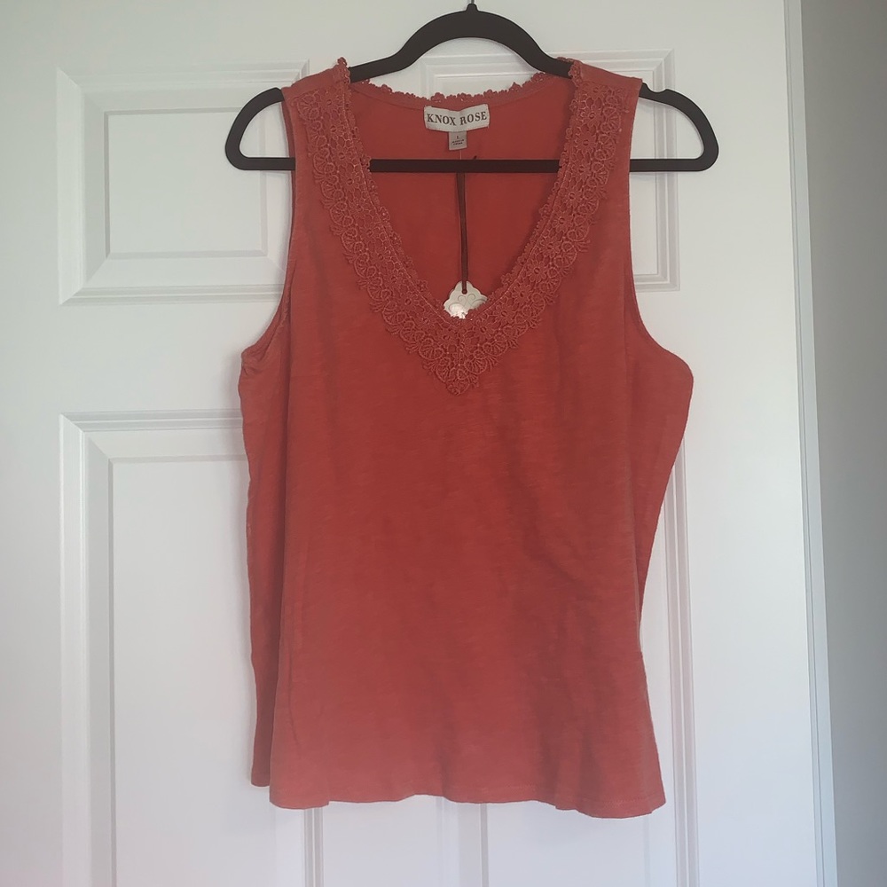 Burnt Orange Detailed Neckline Tank